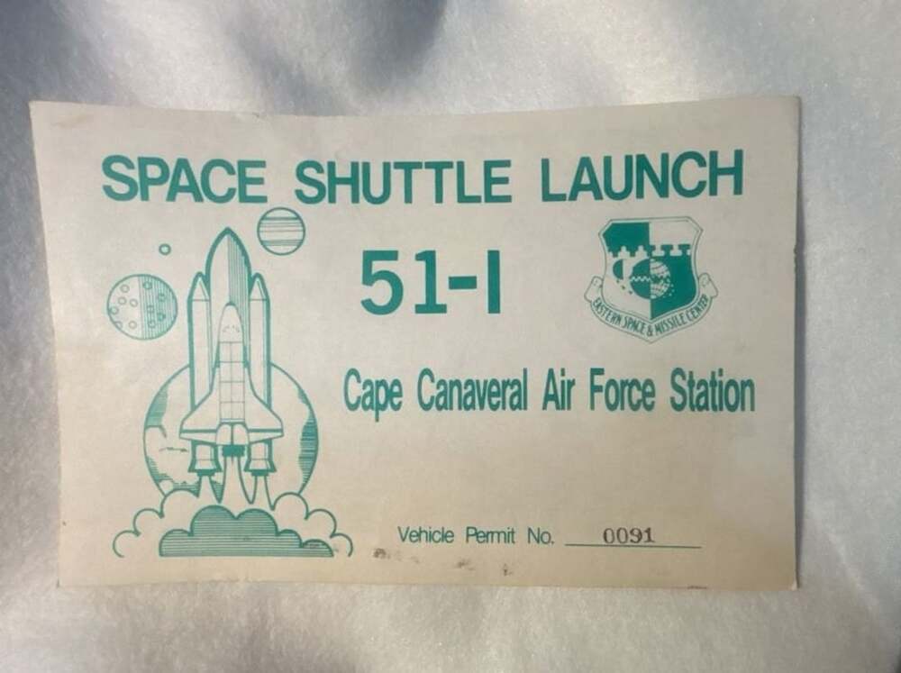 Vintage NASA Space Shuttle Launch 51-1 Cape Canaveral Vehicle Permit Pass